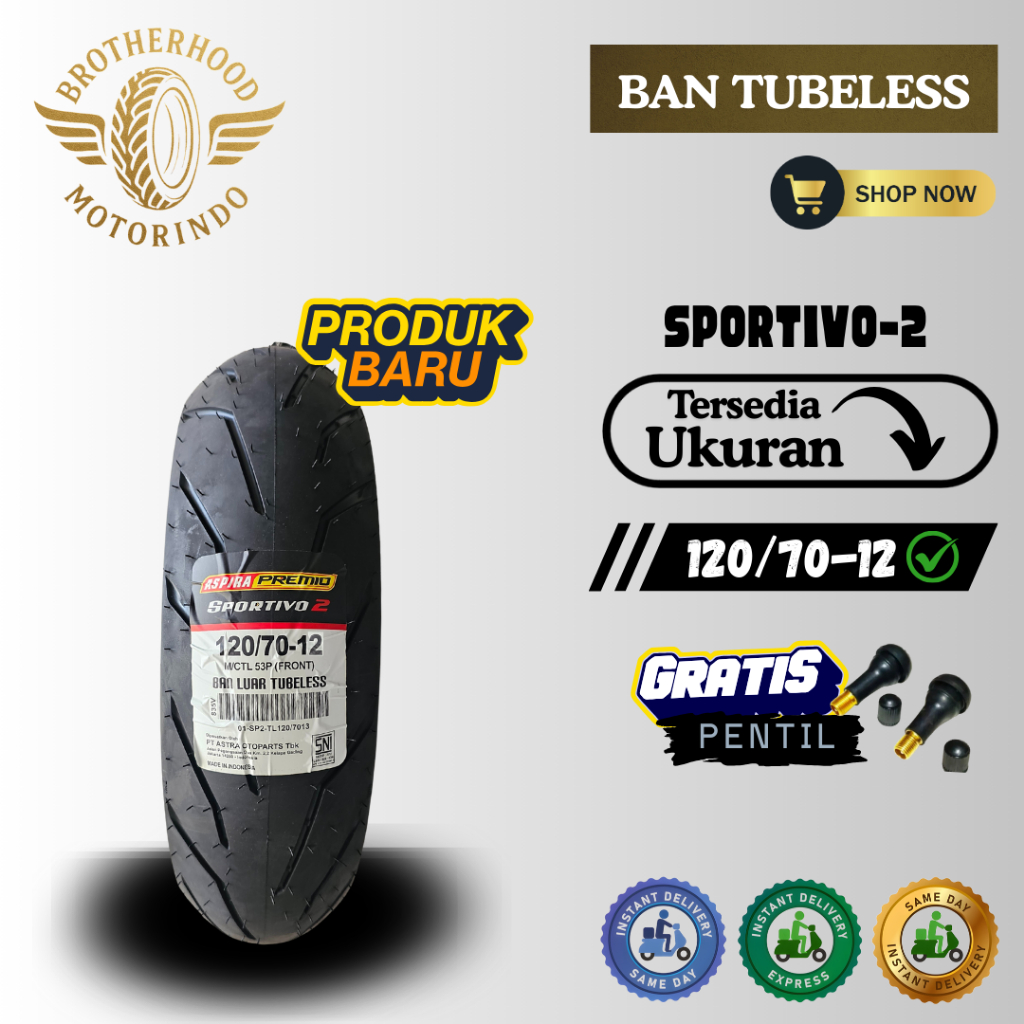 BAN ASPIRA TUBELES SPORTIVO 2  120/70-12 / BAN MOTOR MATIC / BAN RING 12 / BAN TUBBLES RING 12 / BAN