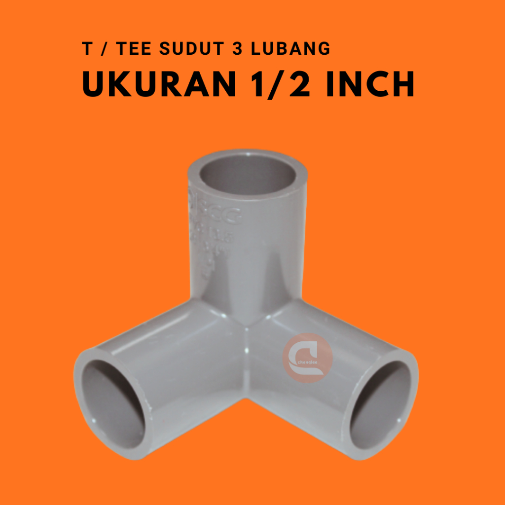 sambungan pipa 3 lobang T sudut tee pvc tiga arah ukuran 1/2 inch aw kuat