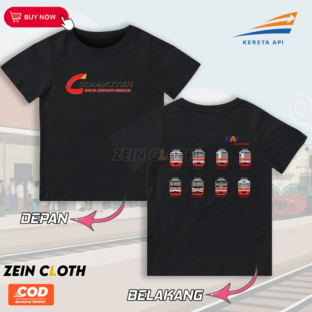 Kaos Anak KRL Kereta Commuter Line Indonesia / Baju Anak Lokomotif KRL