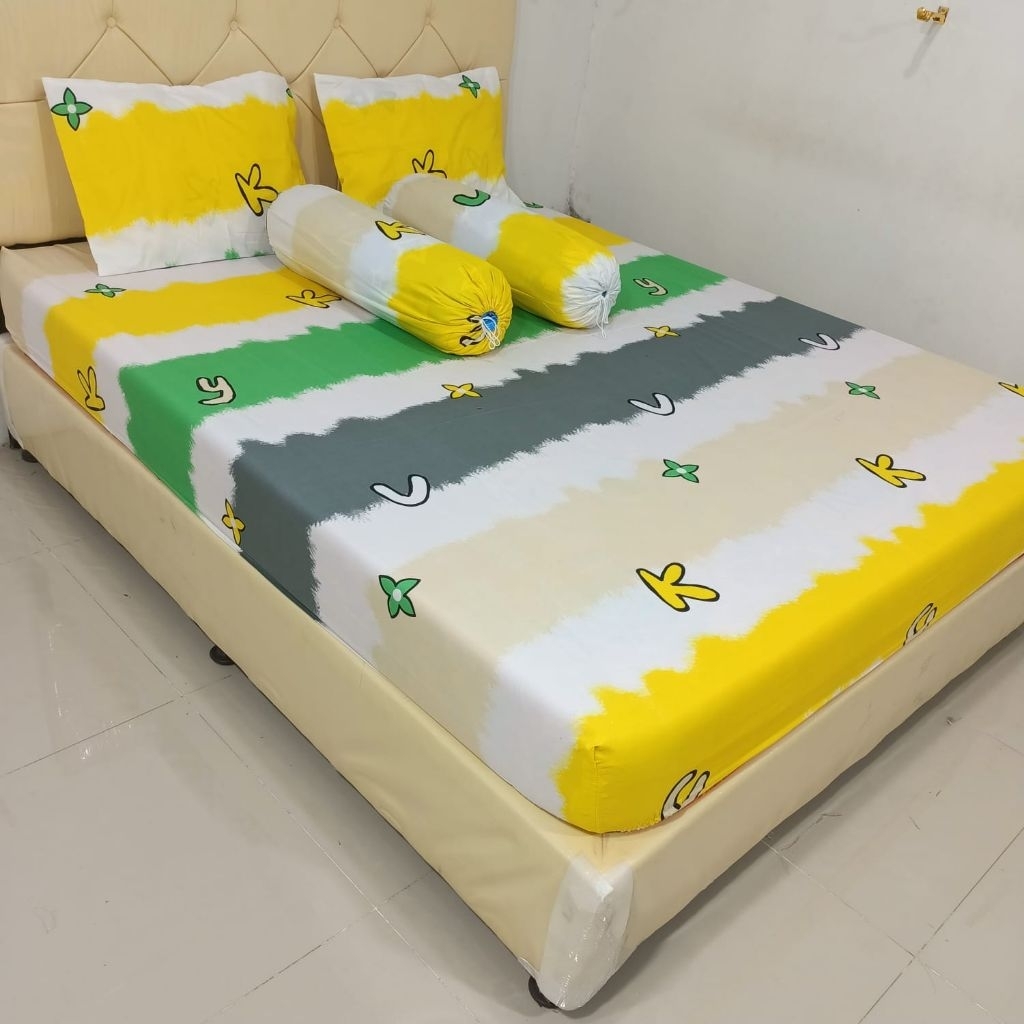 sprei homemade murah motif abstrak alphabet round new