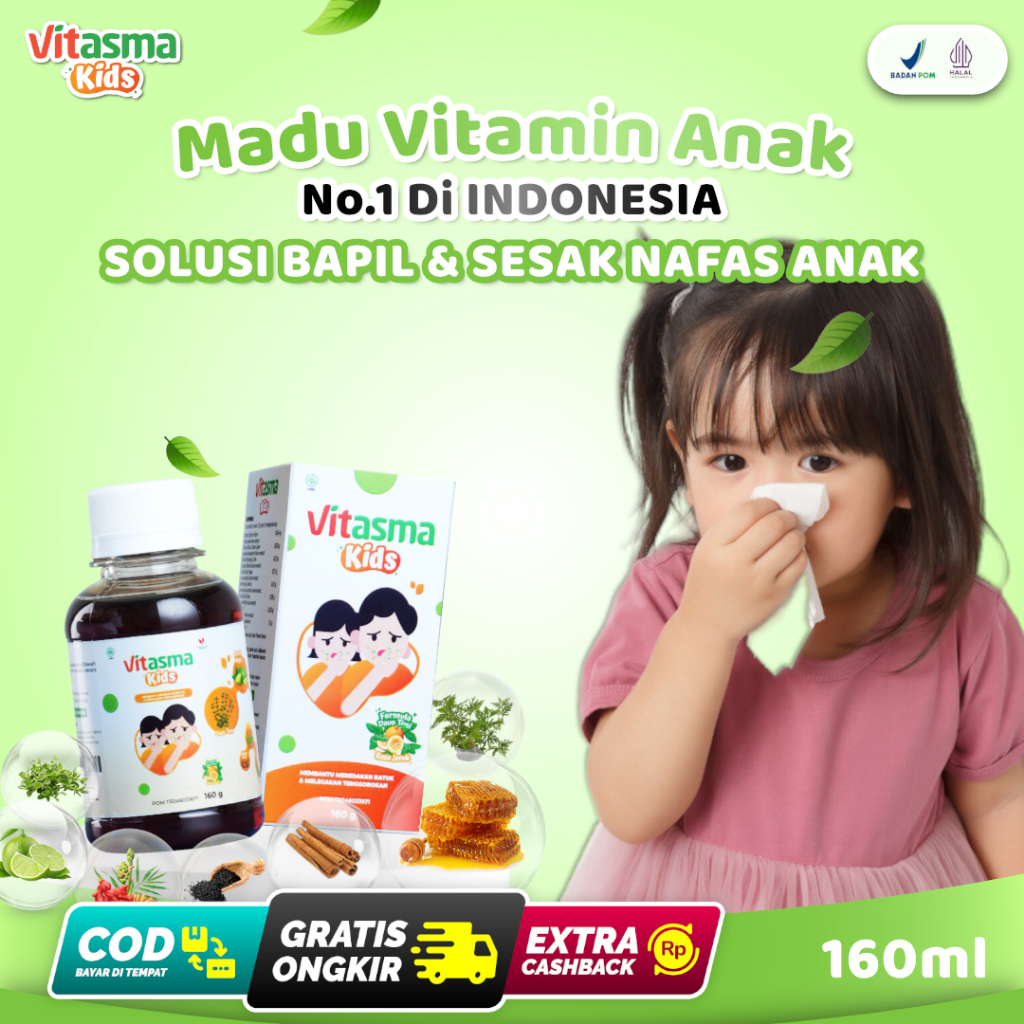 Vitasma Kids - Madu Vitamin Anak Solusi Atasi Batuk Pilek Flu Sesak Pneumonia Hingga Asma Anak Asli