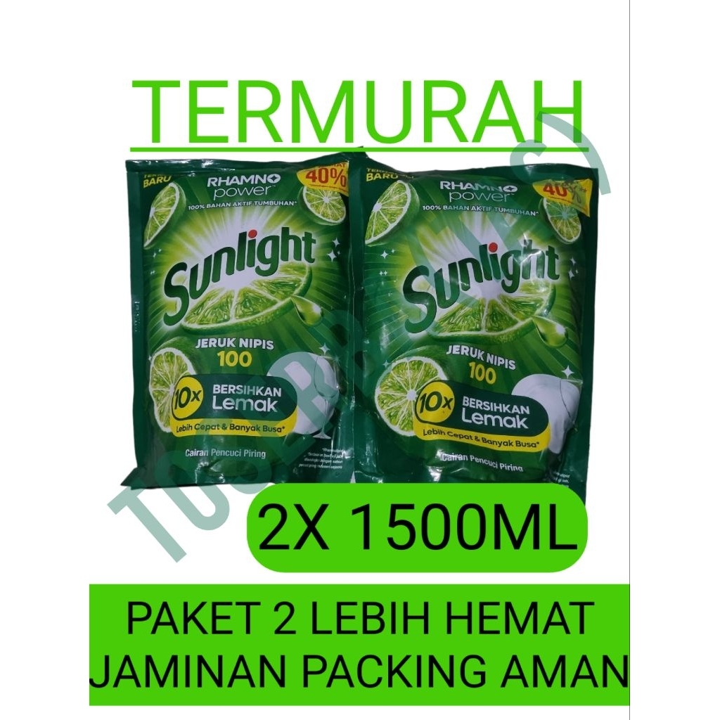 [PAKET2] SUNLIGHT SABUN CUCI PIRING JERUK NIPIS REFILL 1500ML TERMURAH -BEST PRICE [PROMO]