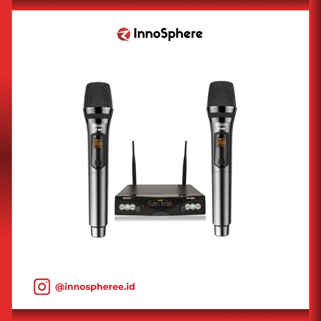 Microphone DKL UT-883 UHF Dual Handheld Mic For Home One set Karaok PA Speaker