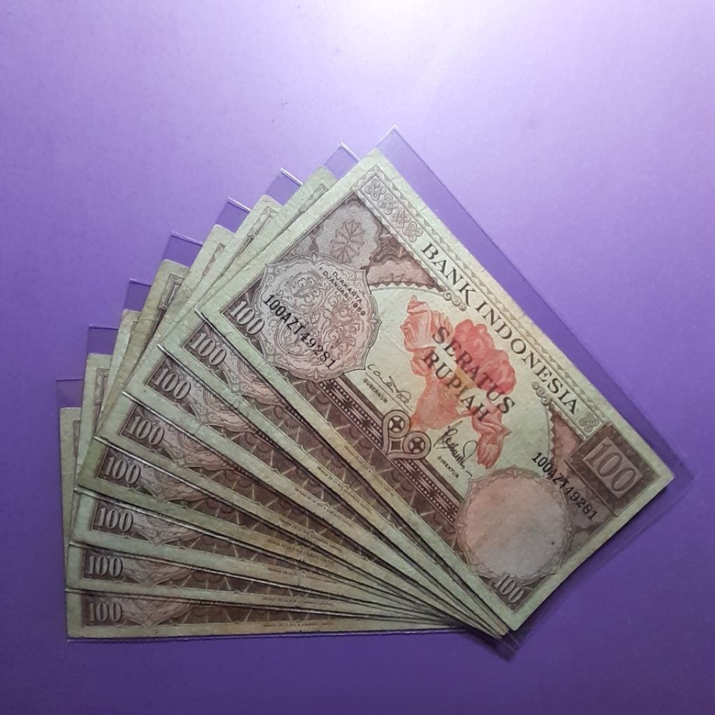 Uang kuno 100 rupiah seri bunga tahun 1959