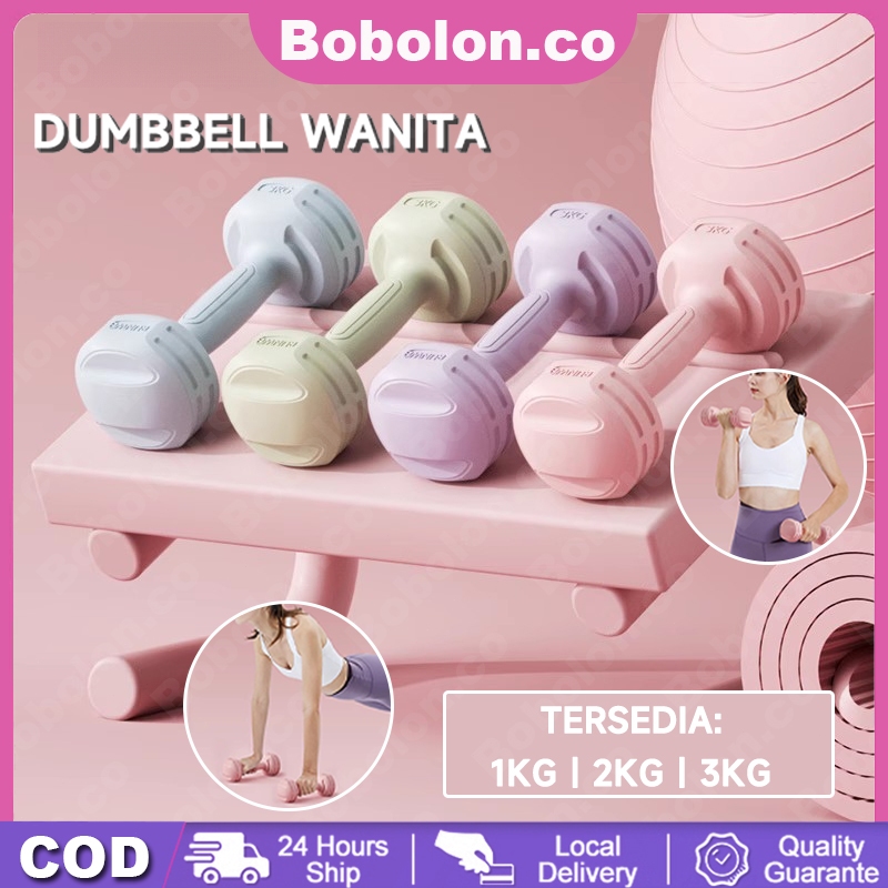 Dumbbell Wanita 1-5kg Set - Barbel Pastel Adjustable, Anti Slip untuk Yoga & Home Gym