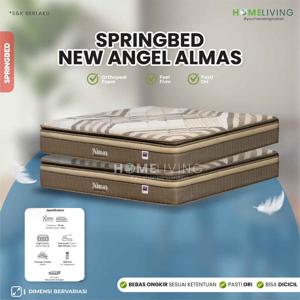 HOMELIVING - SPRINGBED ANGEL ALMAS FULLSET- KASUR AJA MATRASS ONLY - SET DIVAN RANJANG TEMPAT TIDUR