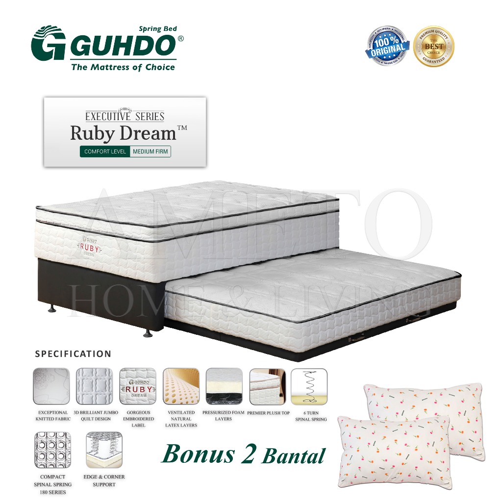 Guhdo Springbed 2 in 1 Ruby Dream Latex 140, 160, 180 (TANPA SANDARAN)