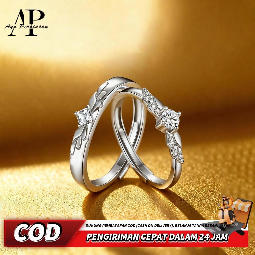 Cincin Pasangan Kekasih Siaran Ganda Perak 925 Asli - Anti Alergi Desain Romantis, Hadiah Pacar Pere