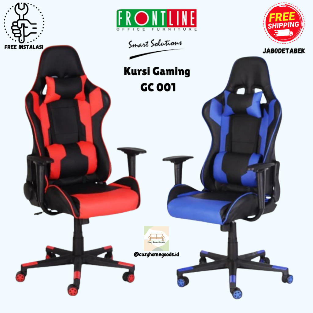 Frontline GC 001 - Kursi Gaming - Furniture - Gaming Chair - Bangku Kursi Kantor Kerja - Ergonomis
