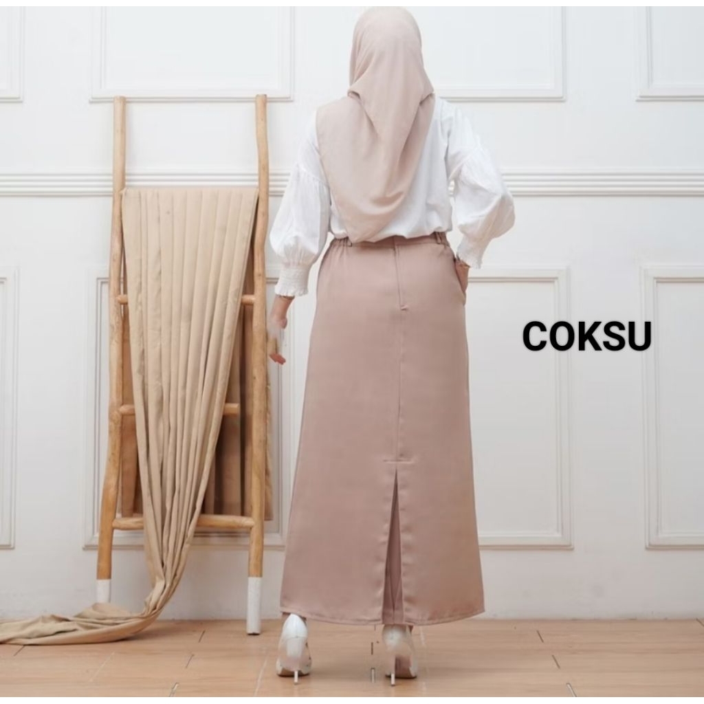 ROK SPAN REMPEL COKSU PINGGANG KARET/ROK KERJA PREMIUM