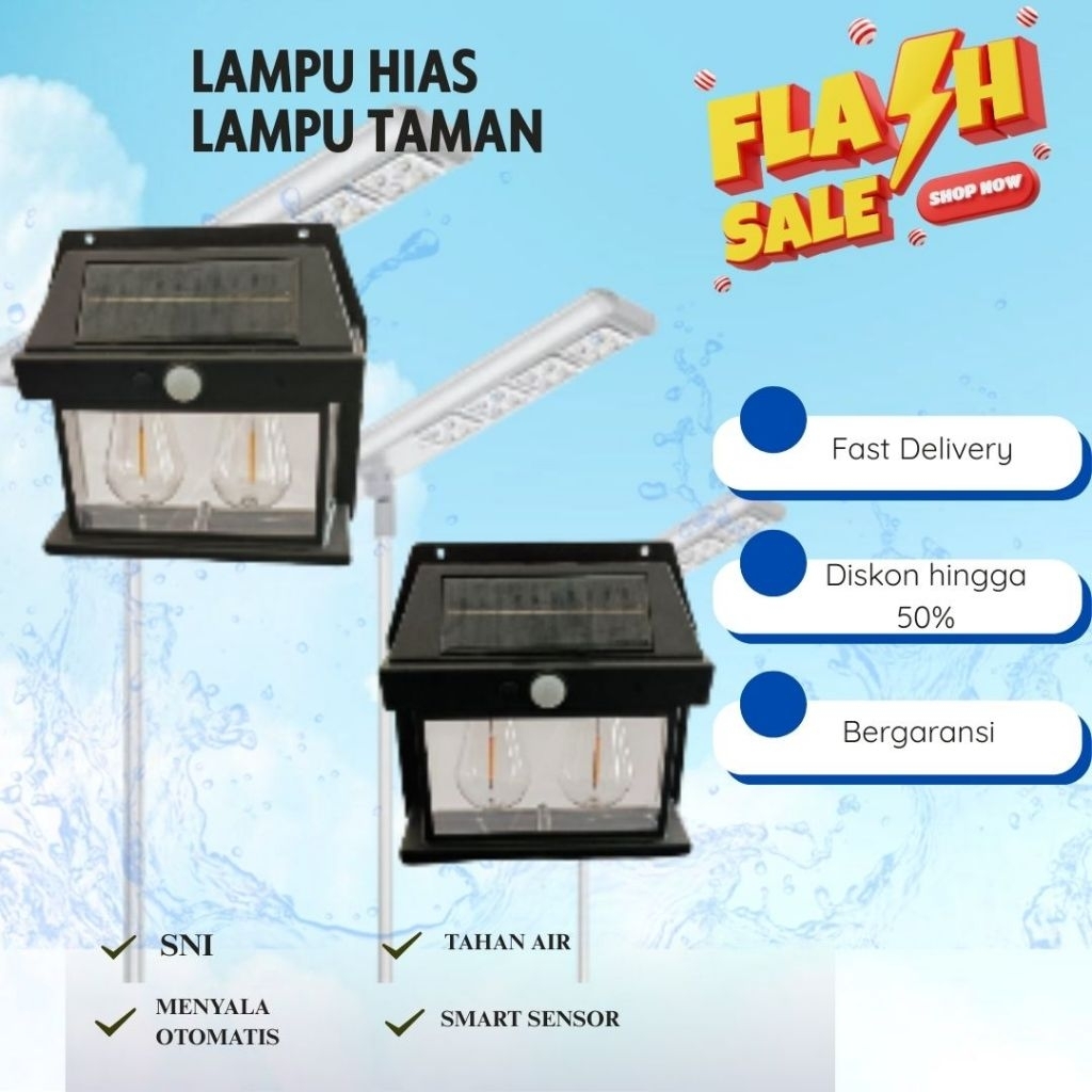 Lampu Taman Tenaga Surya | Menyala Otomatis | Free Remote | Lampu Outdoor