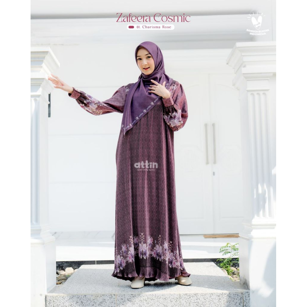READY STOK Zafeera Cosmic dress only by Attin/gamis plisket/gamis Attin/ORI ATTIN