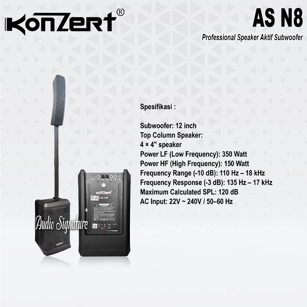 Speaker Aktif Column Satelite 12 Inch KONZERT AS N8 | AS N 8 Original By AUDIO SEVEN