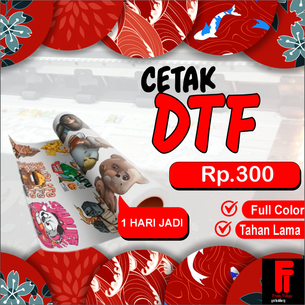 CETAK DTF PRINT METERAN 58 CM / Jasa Cetak Sablon DTF  Format 58 cm