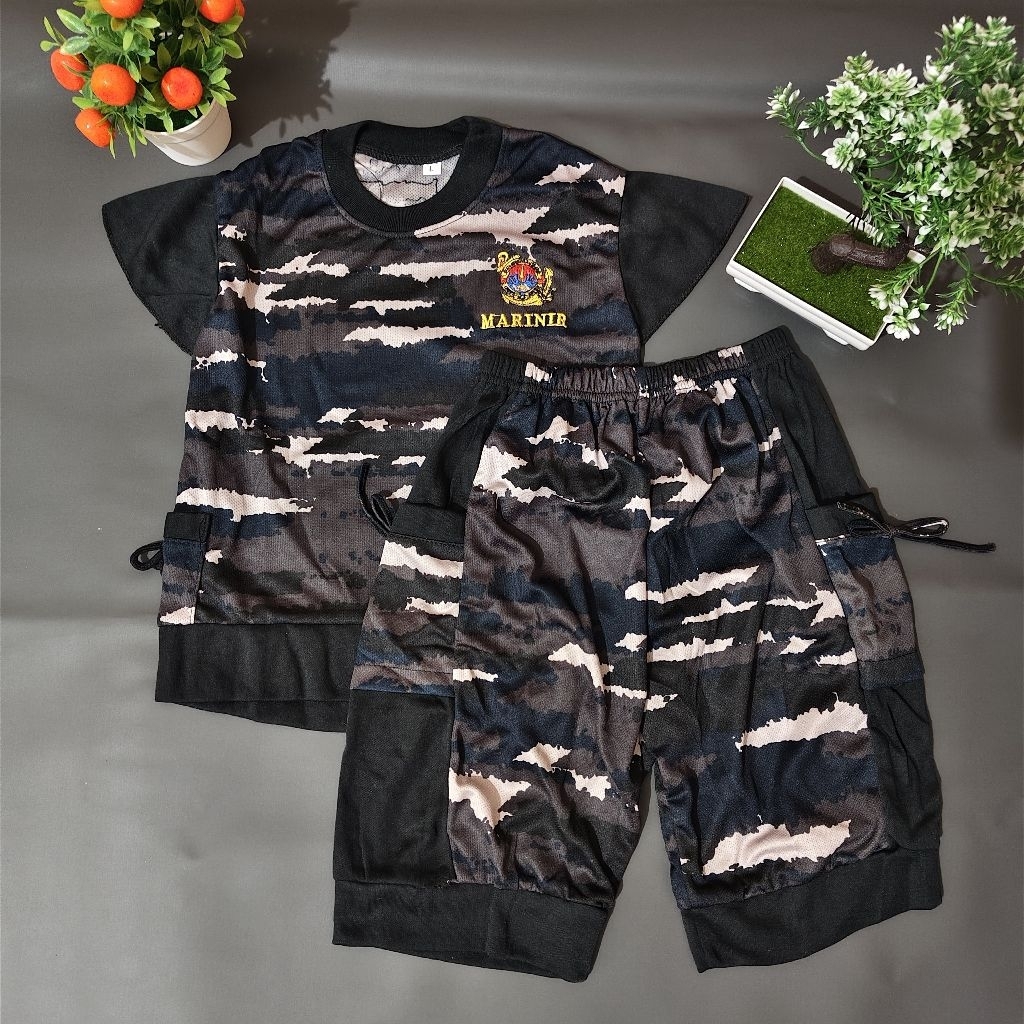 setelan kaos anak perempuan loreng Angkatan Laut | setelan tentara anak perempuan fashion kids army