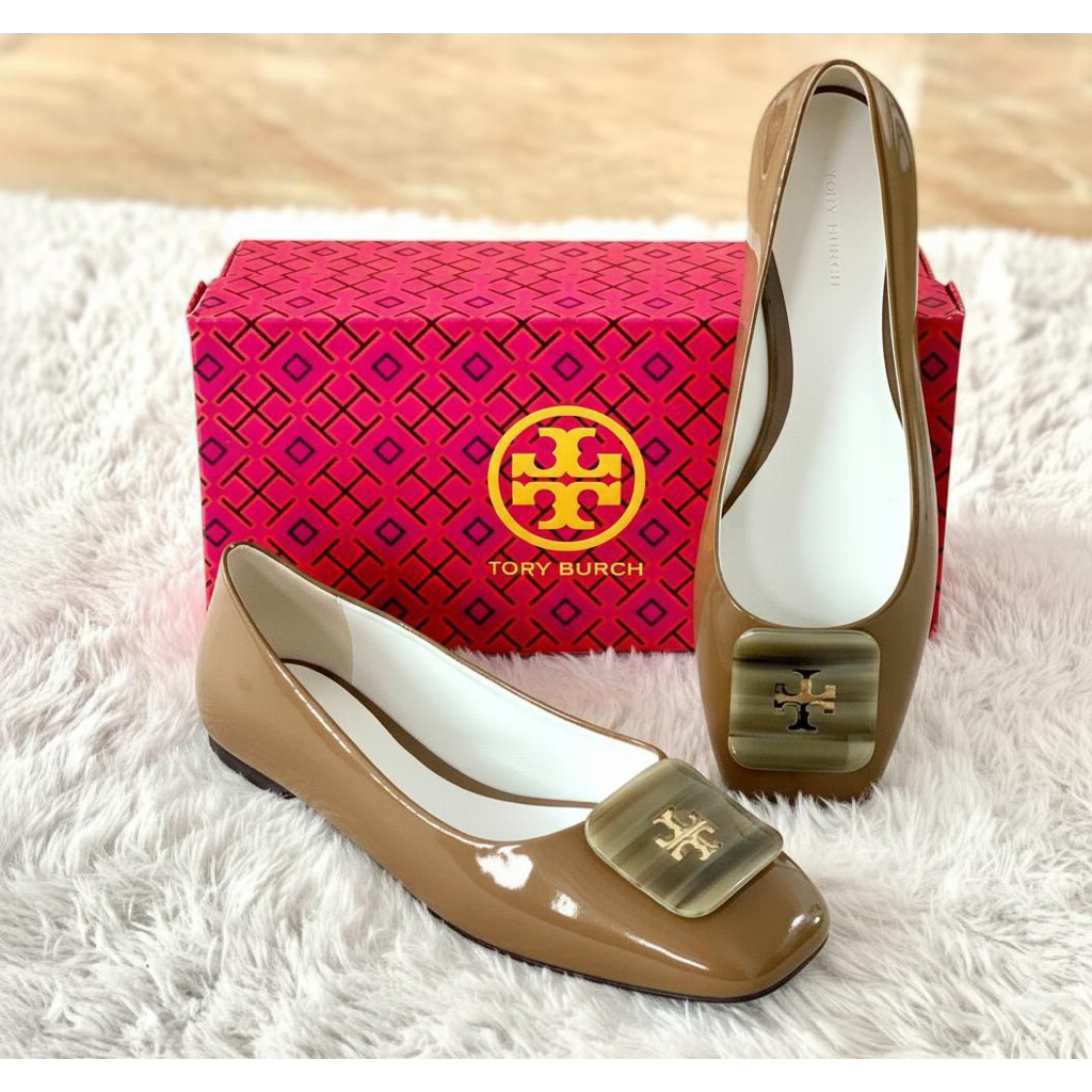 Tory Burch Georgia Ballet Almond (Lengkap box)