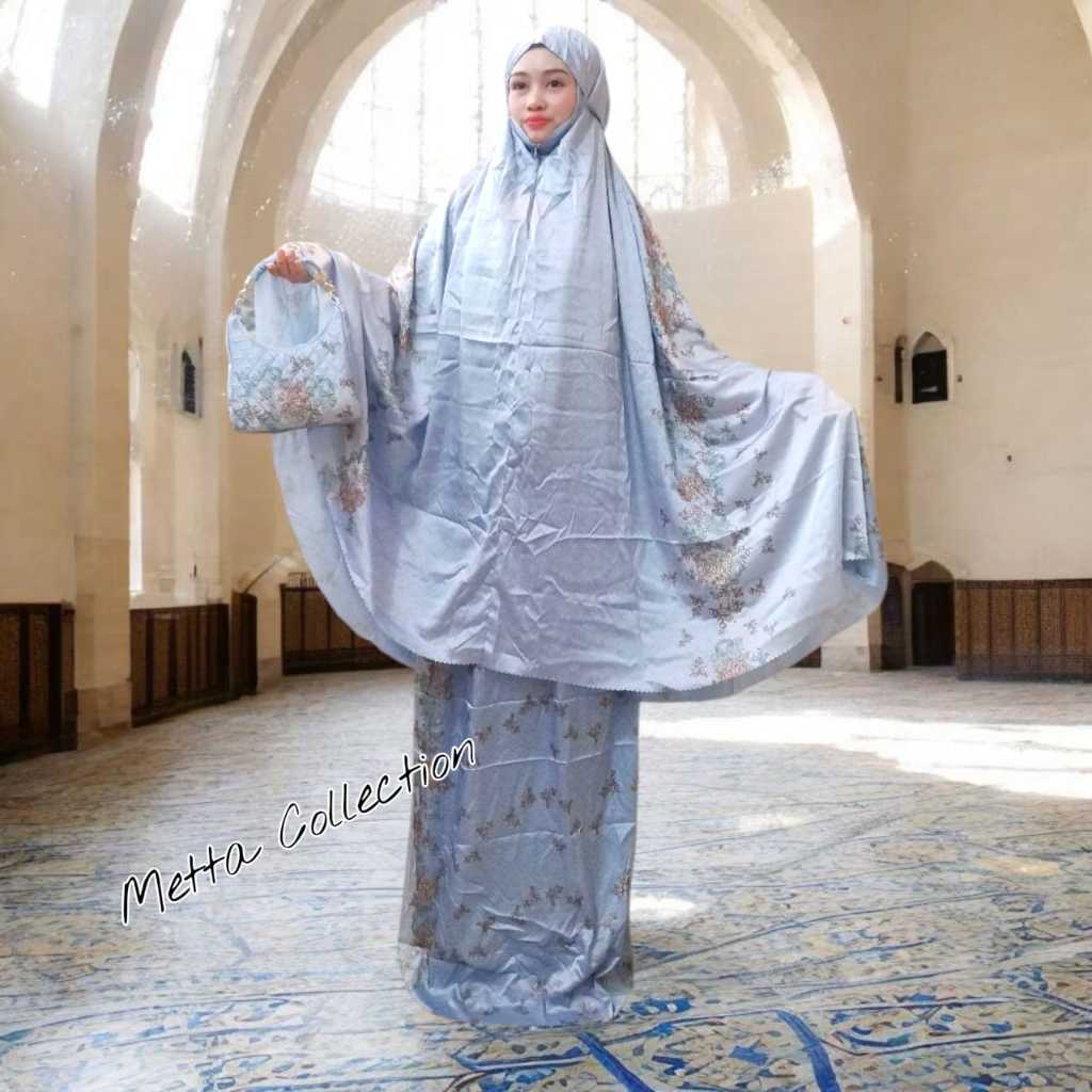 Mukena Dagu Tertutup Armani Silk Satin Print / Motif Dewasa Premium Murah