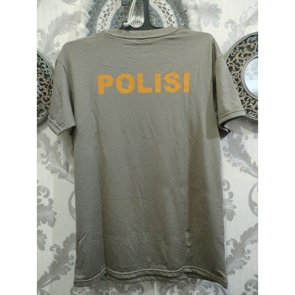 kaos coklat dalaman pdl polri bahan premium