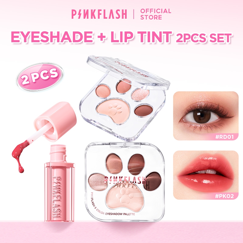 PINKFLASH Pawfect Wink 5-Colors Eyeshadow Palette High Pigmented Transferproof Bubble Glowy Tint Fil