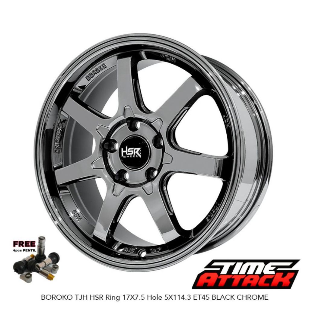 Velg Mobil Rush Ring 17 HSR WHEEL Tipe Boroko Tjh BLACK CHROME Velg Hsr R17