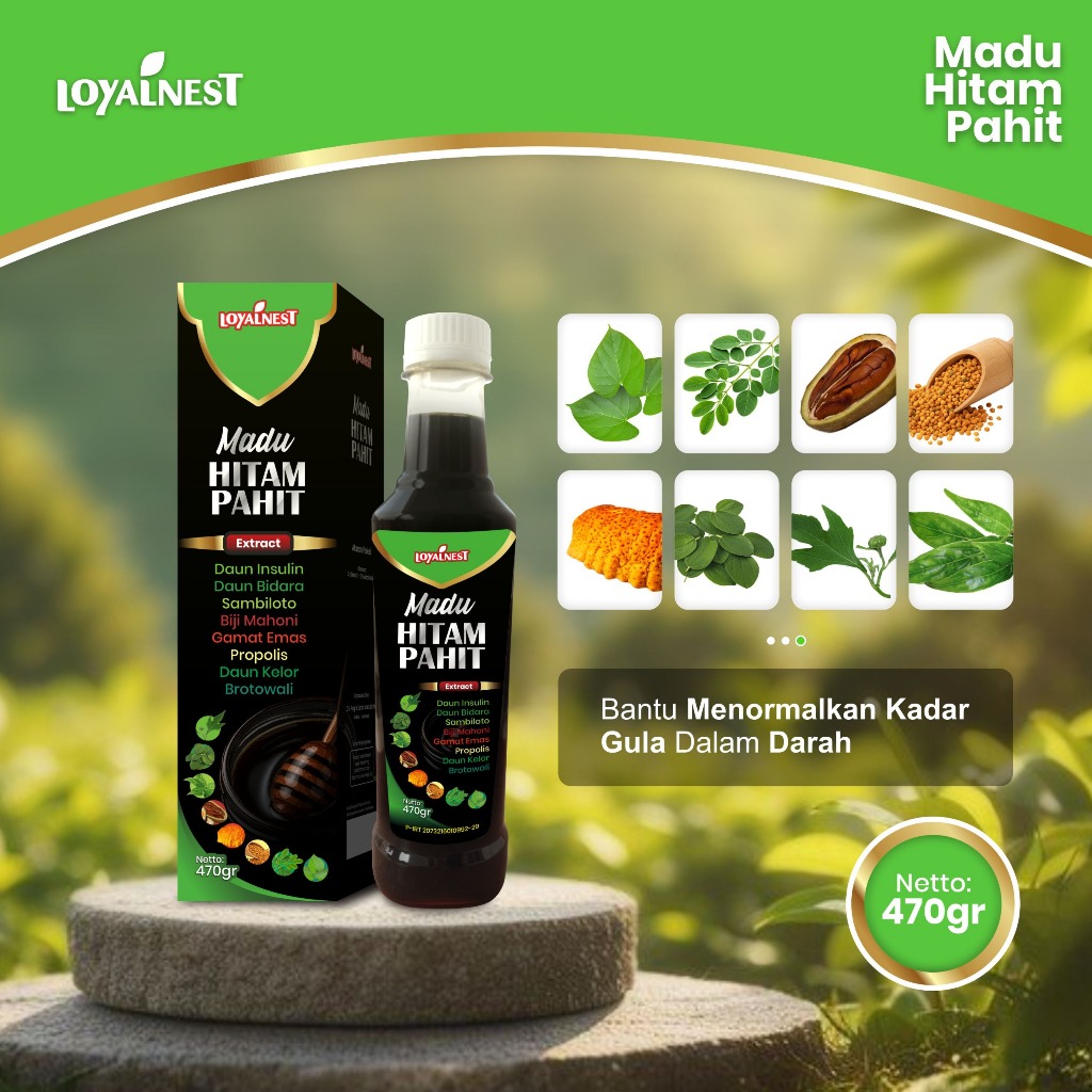 Madu Hitam Pahit Ektstrak Daun (Insulin,Bidara,Kelor) - Loyalnest 100% Asli BPOM