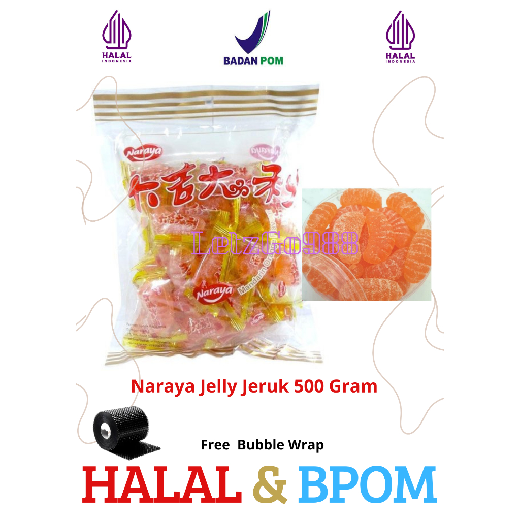 Naraya Jelly Jeruk Mandarin 500 Gram - Permen Jelly Jeruk HALAL & BPOM
