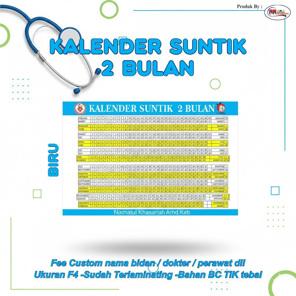 READY STOCK Kalender KB 2 bulan ukuran F4 sudah termasuk laminating