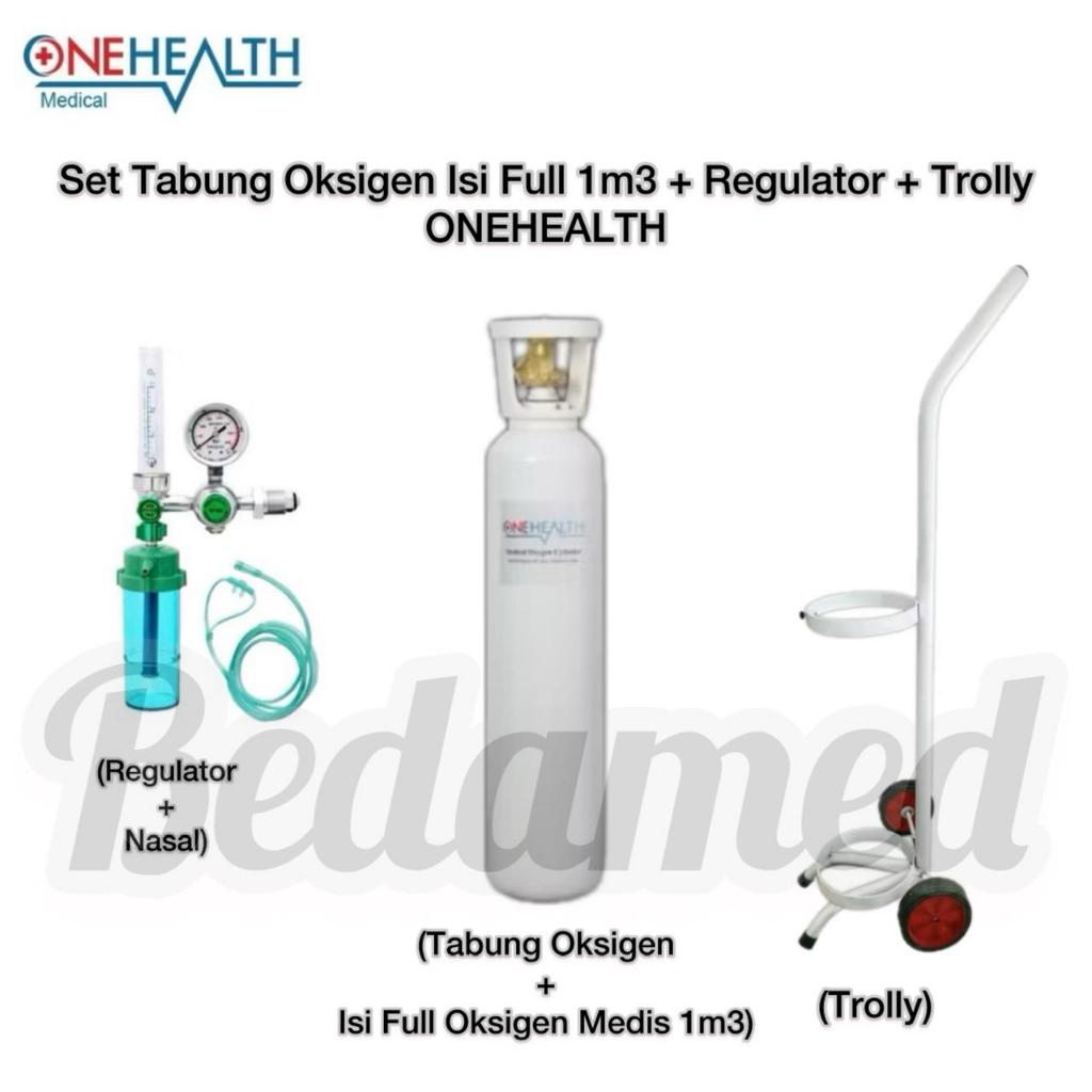 SET TABUNG OKSIGEN KOMPLIT/LENGKAP ISI OKSIGEN FULL 1M3 (6,7 L) / SET TABUNG OKSIGEN + REGULATOR DAN