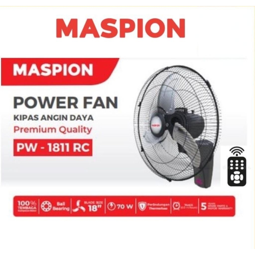 MASPION PW-1811RC KIPAS ANGIN DiNDING BESI REMOT/Kipas Dinding Maspion PW 1811RC Besi Remot
