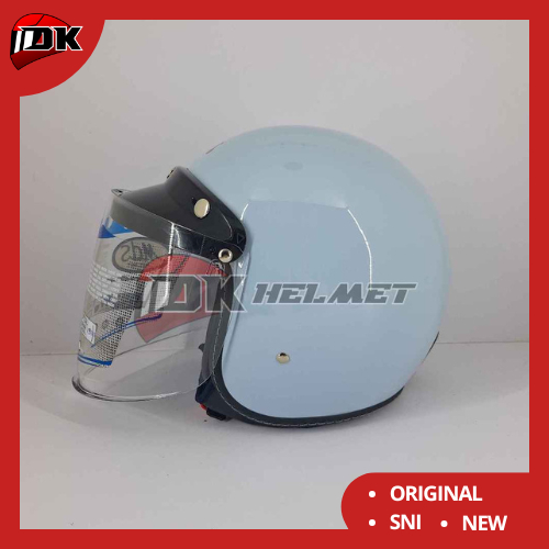 Helm Bogo Klasik Z-Classic Original MDS Z Classic Solid Steel Blue Gloss Retro Biru Muda Glossy Dapa