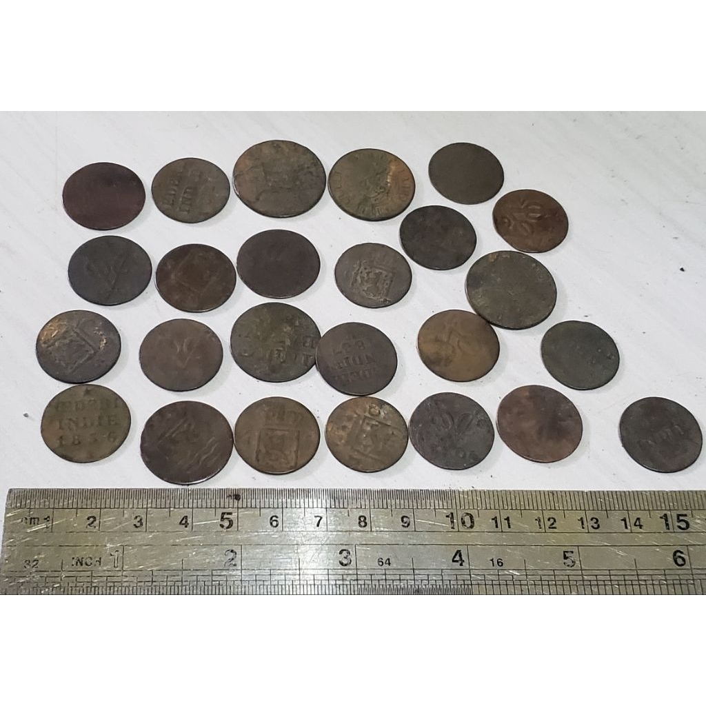 25 keping koin voc & lain-lain kondisi apa ada nya temuan sungai (harga untuk semua)