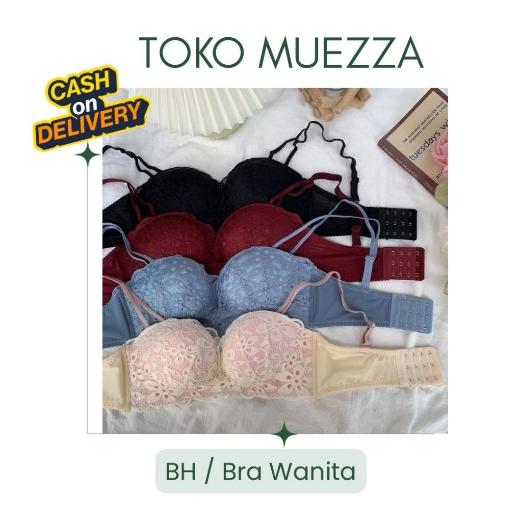 Muezza Beauty - BH Bra Dalaman Wanita Lace Depan Tali 2 Belakang Tali 1 - Tanpa Kawat - Sudah Ada Bu