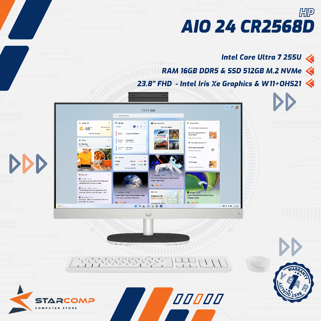 HP AIO 24 CR2568D Intel Core Ultra 7 255U 16GB 512GB 23.8" FHD W11+OHS21 All-in-One