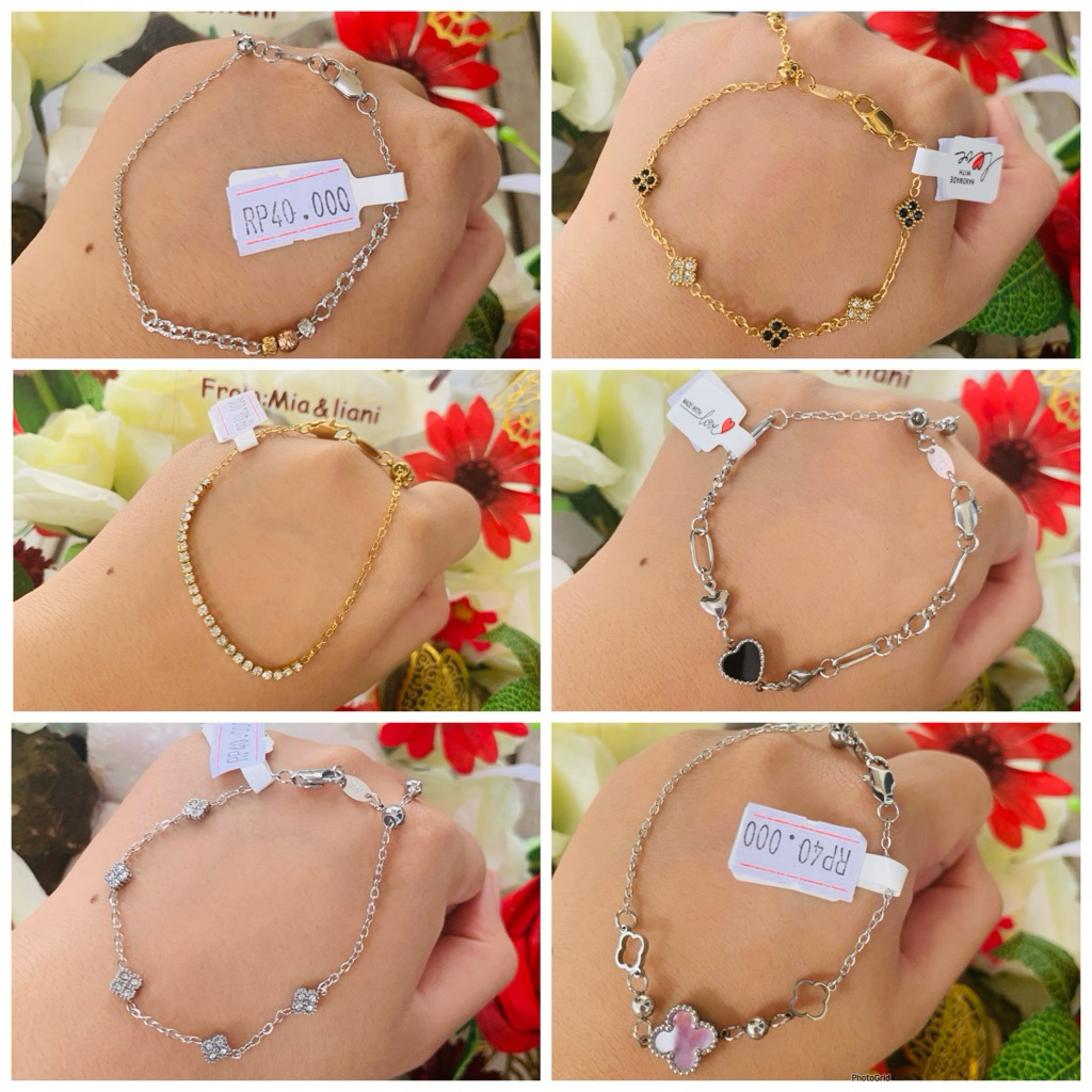Gelang serut kait lobster Titan emboss 750 Wanita