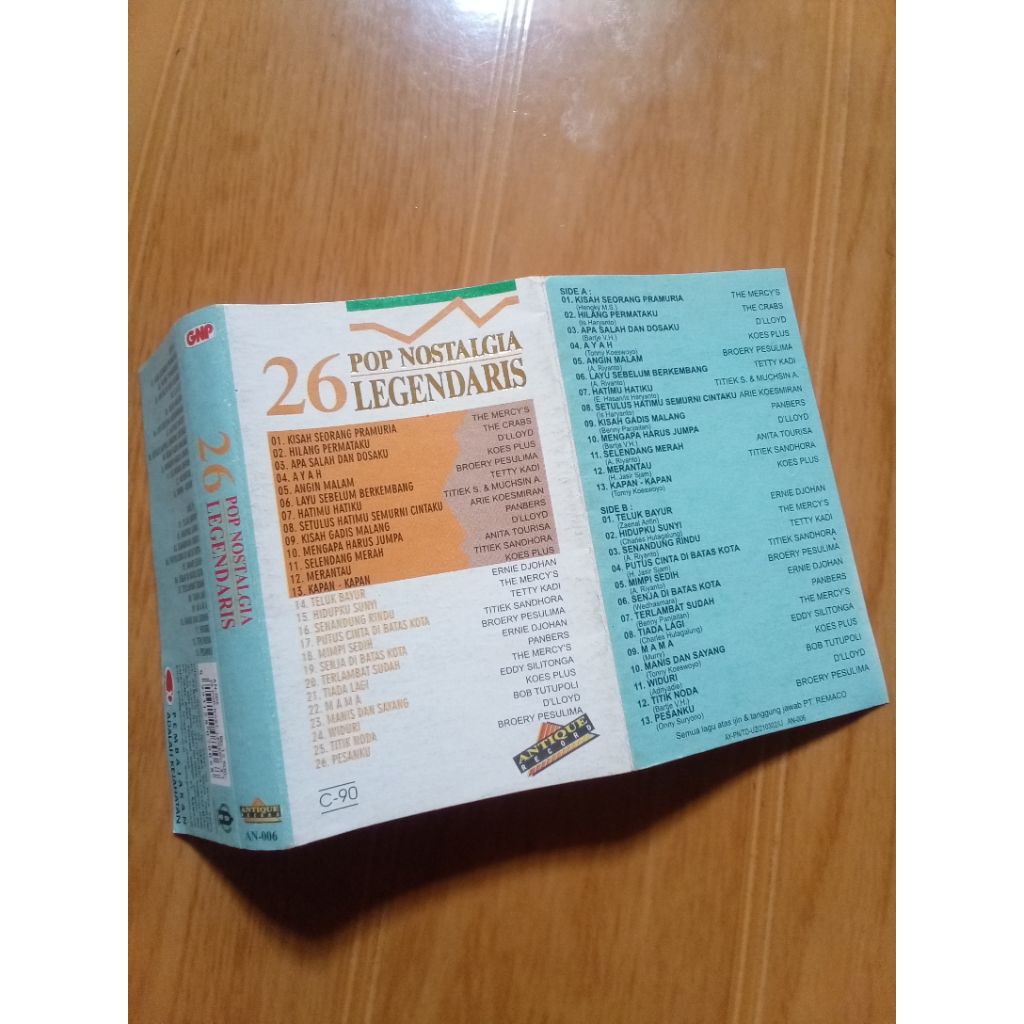 hanya cover kaset kompilasi 26 pop nostalgia legendaris | tanpa kaset