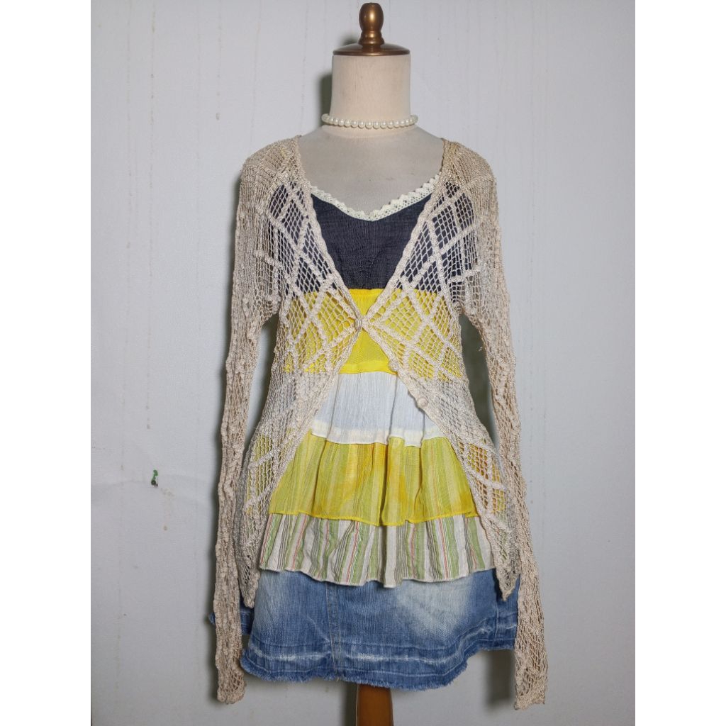 outer y2k crochet mori style  cream