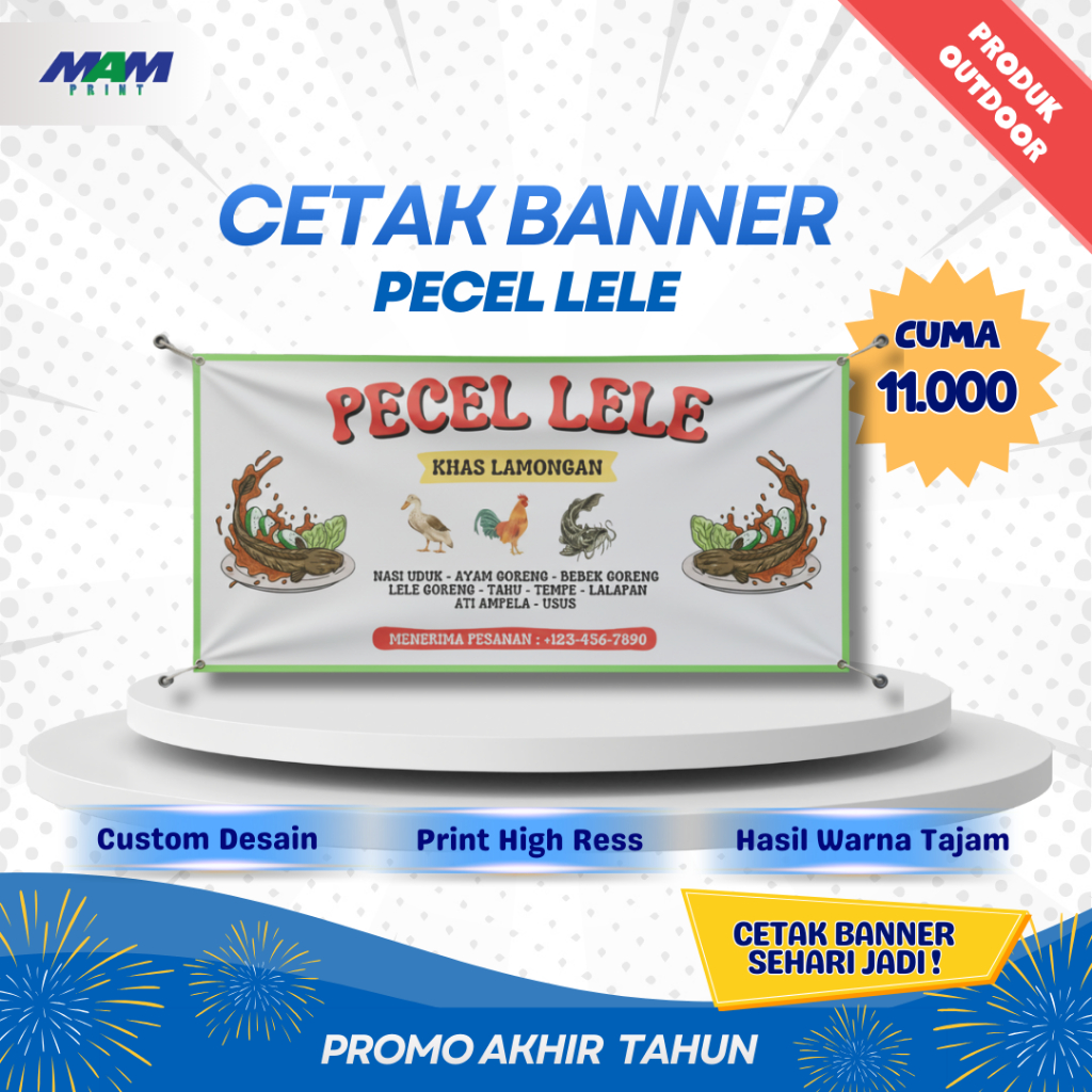 BANNER PECEL LELE - BANNER PECEL AYAM - SPANDUK PECEL AYAM - Bahan Flexy280gsm