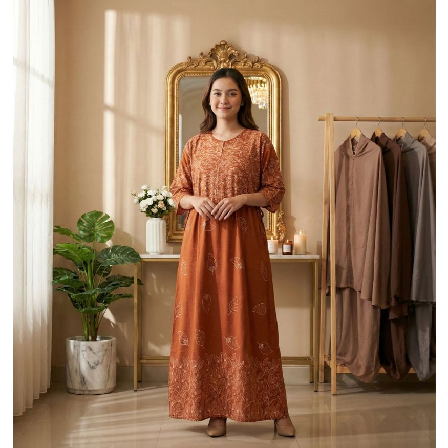 dress midi rayon motif busui resleting - sackdress batik size jumbo ld 120 bisa cod