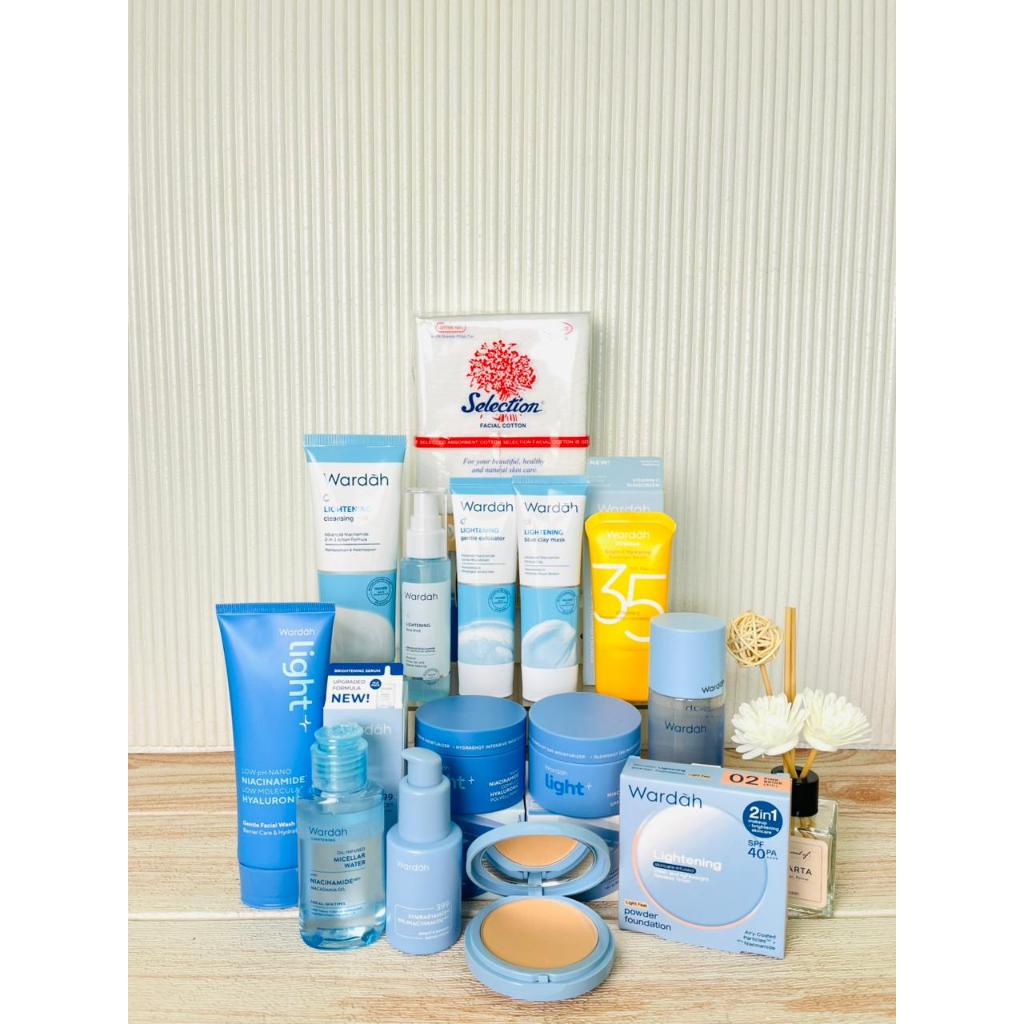 Wardah Set Paket Lengkap Lightening Series 12 Produk Gratis Kapas