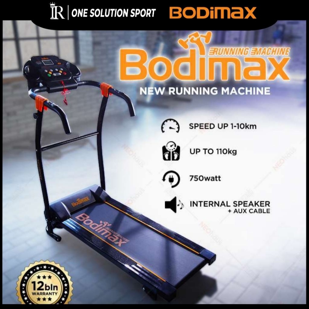 NEW BODIMAX RUNNING MACHINE BLACK / Treadmil / Running Pad / Alat Olahraga / Fitnes Gym
