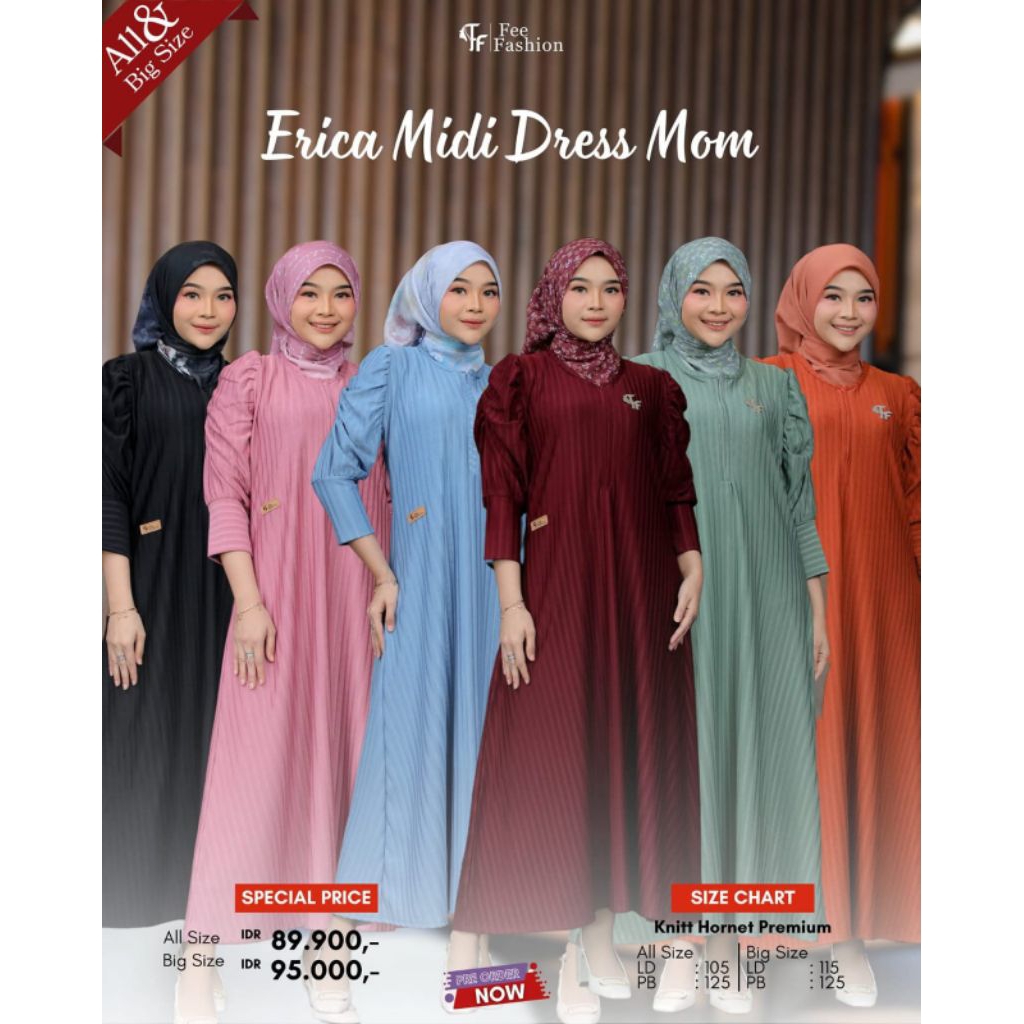 ERICA MIDI DRESS KNITT HORNET PREMIUM DRESS WANITA ORIGINAL FEE FASHION