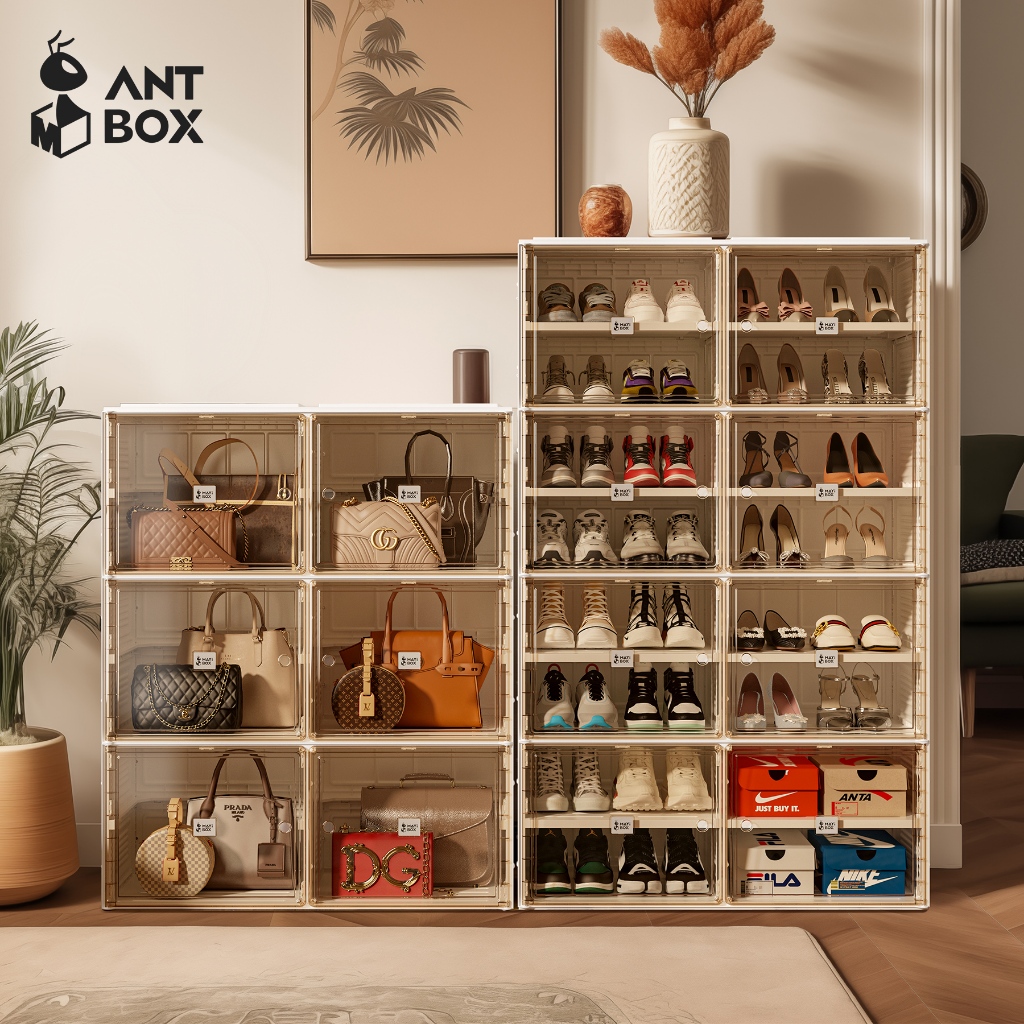 ANTBOX Lemari Sepatu Ready Stock Kapasitas 8-40 Pasang Sepatu Kabinet Serbaguna Lemari Sepatu Lipat