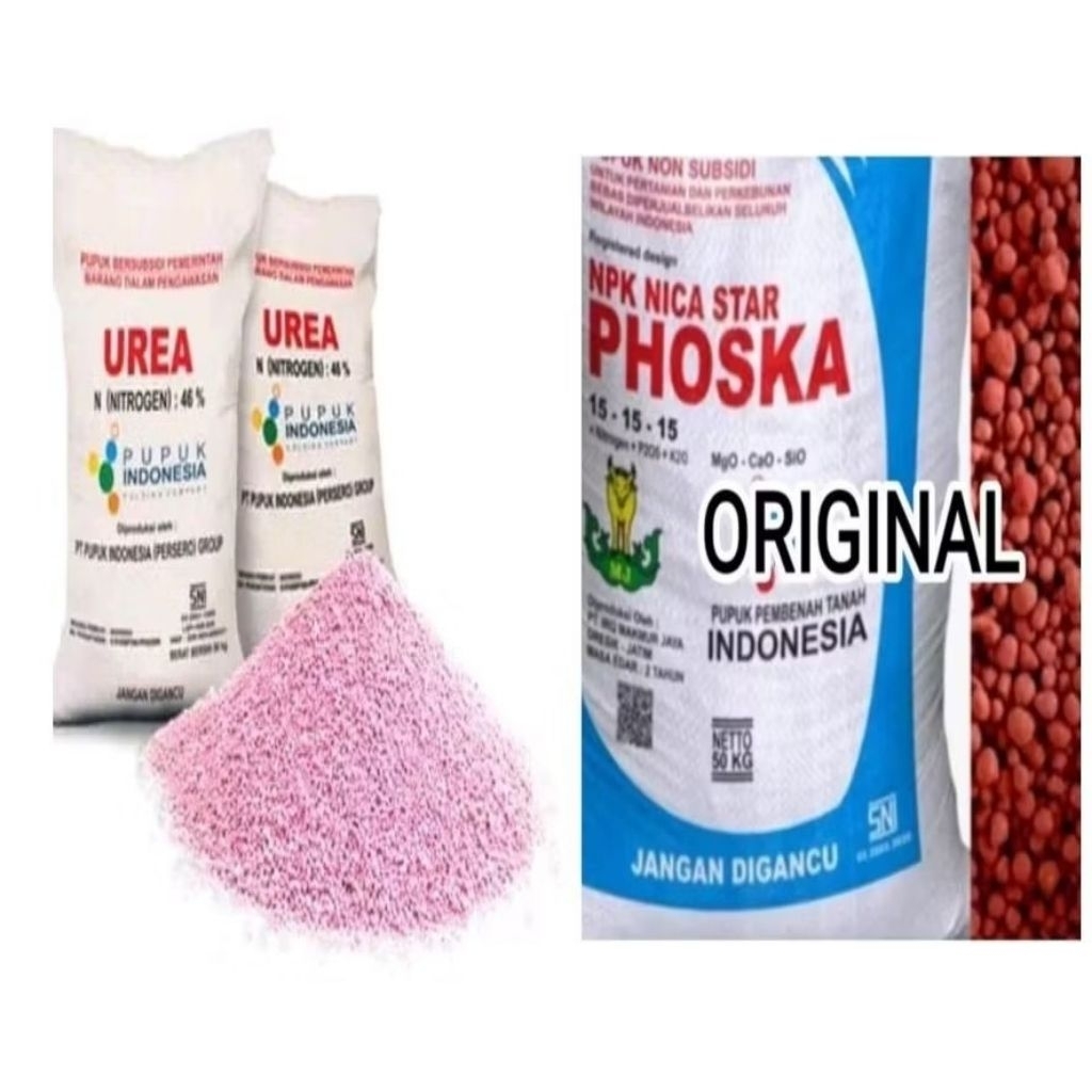 1kg paketan pupuk urea phoska original dan urea nitrogen 46% urea phoska 500gram+urea nitrogen 500gr