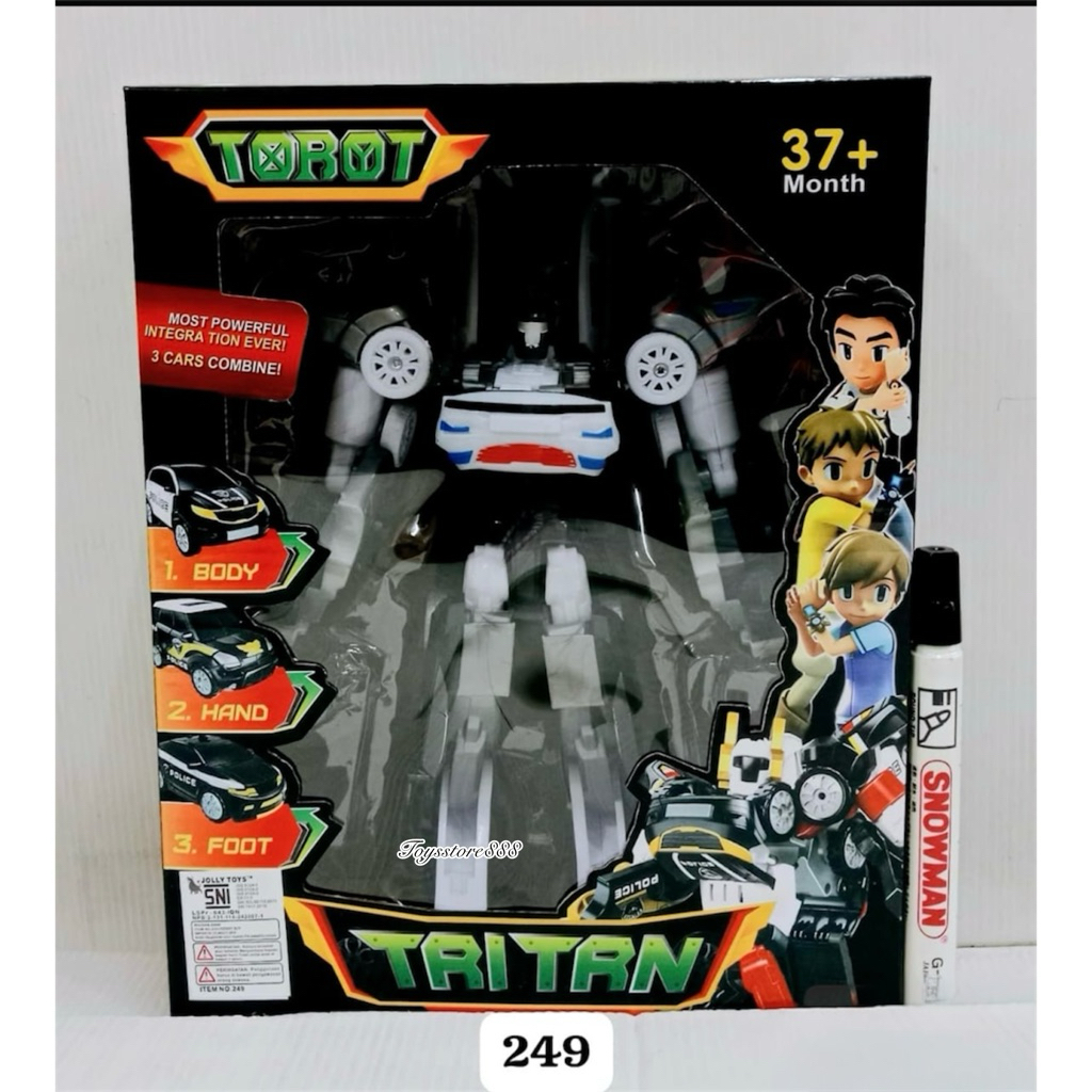 Mainan Tobot Tritan Police 249 Mainan Robot berubah jadi Mobil Tritan Hitam