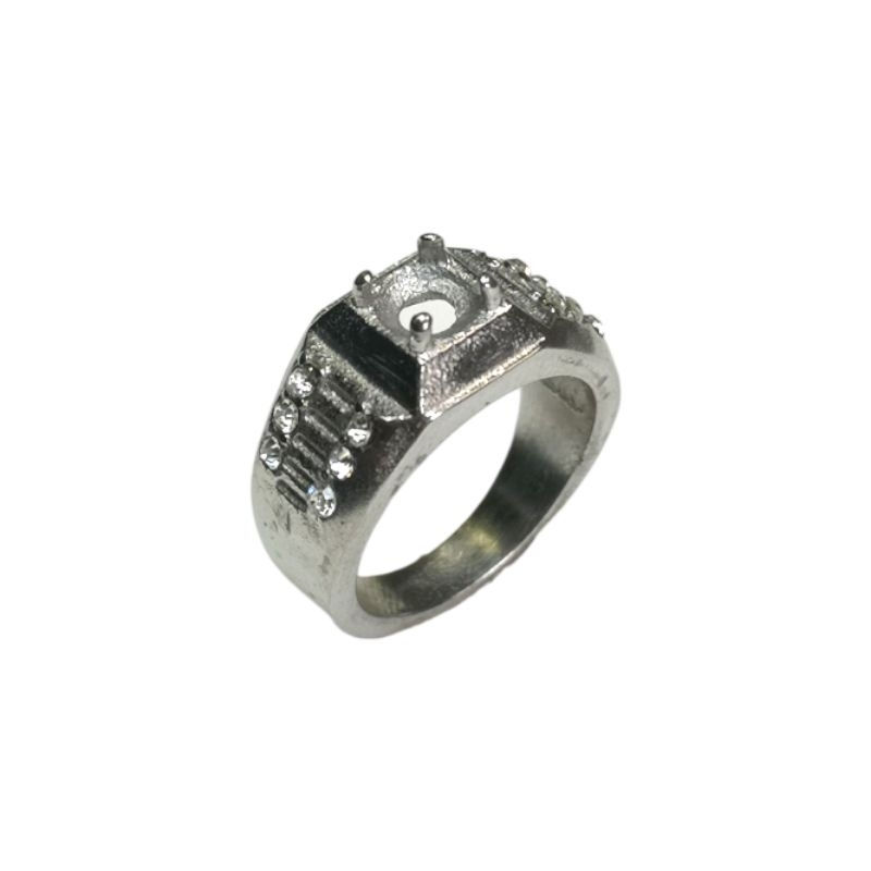 Ring emban cangkang bahan alpaka ukuran batu kecil 4x4mm | RCA-645