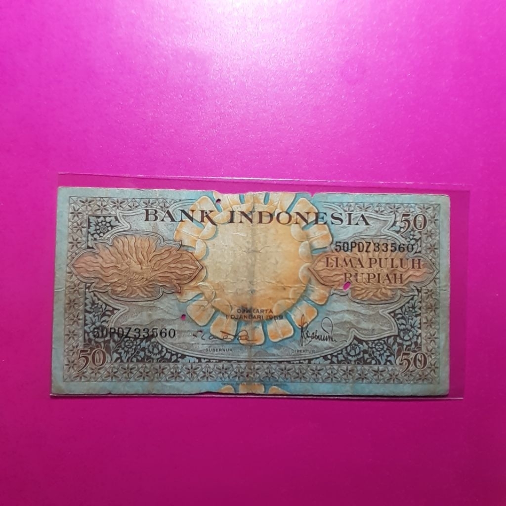uang kuno 50 rupiah bunga 1959