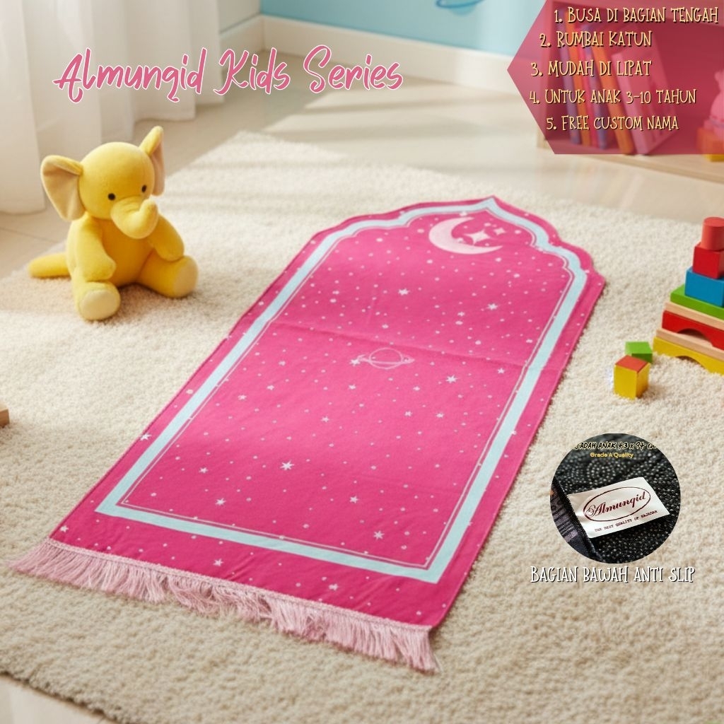Almunqid sajadah anak custom nama sajadah anak karakter