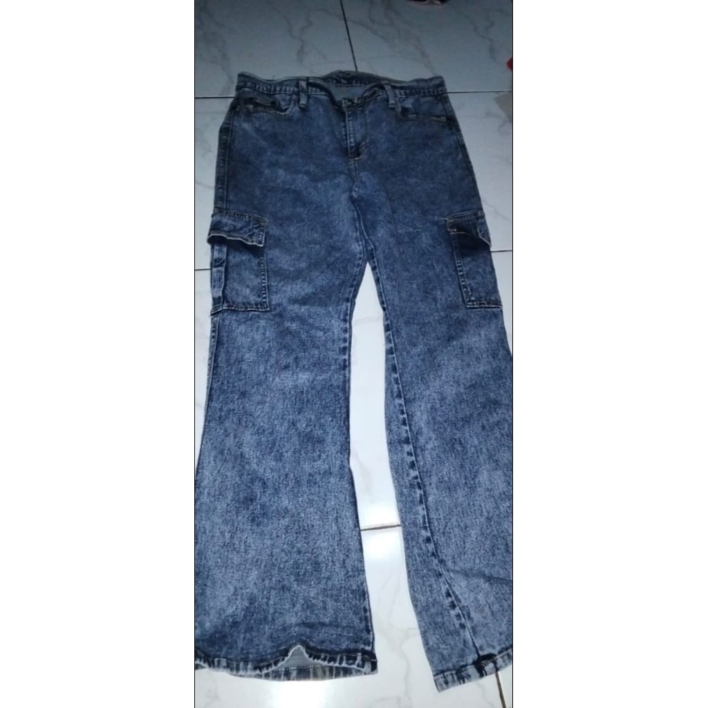 prelove jeans cutbray cargo snow blue