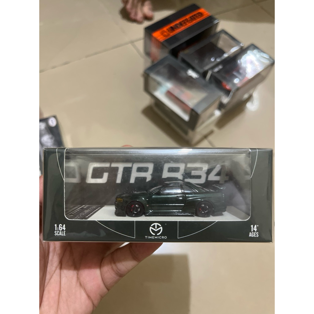 Time Micro Nissan Skyline GTR R34 Green Open Hood