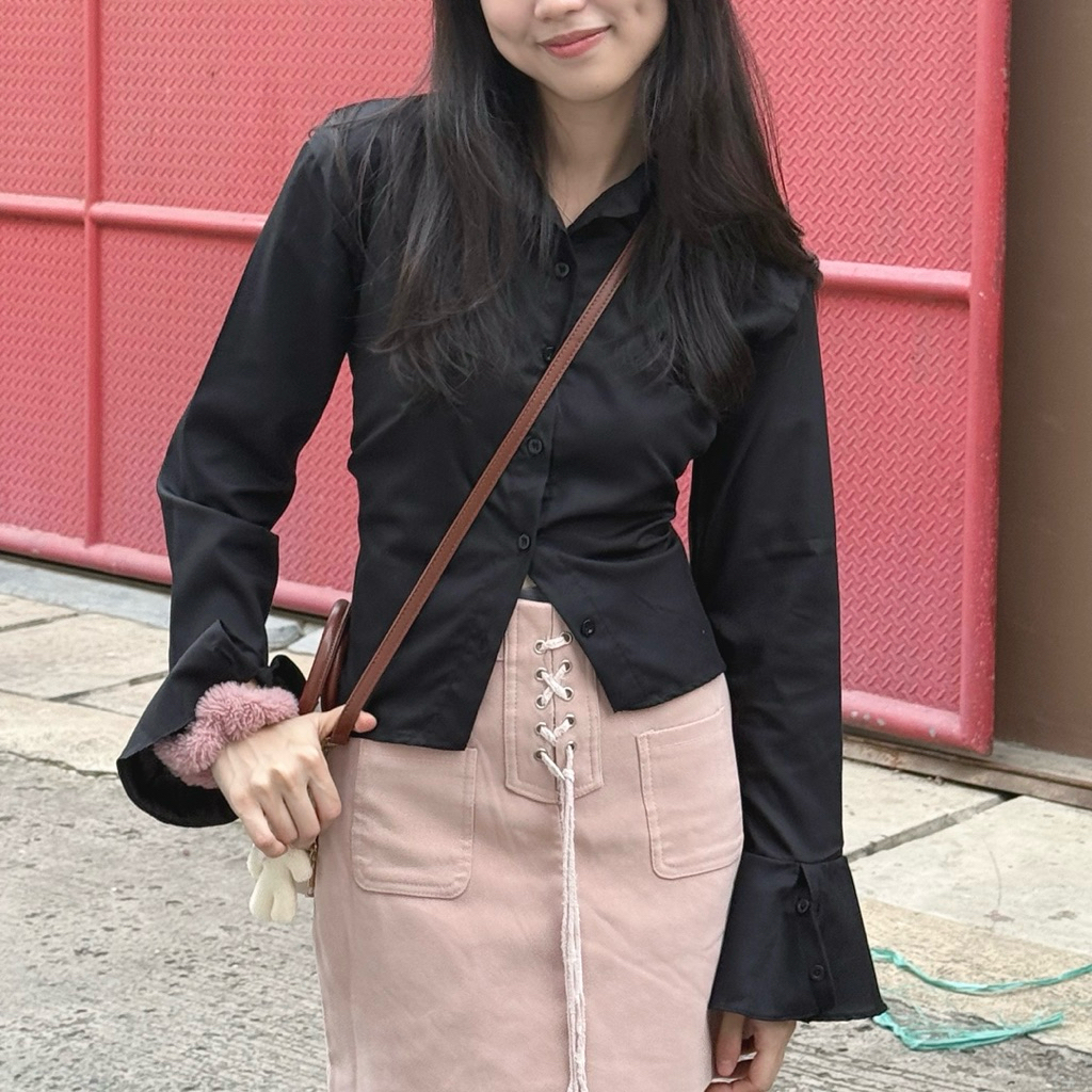 MERAYU / LILY SHIRT - Kemeja Fitted Wispie Wanita Hitam/Black